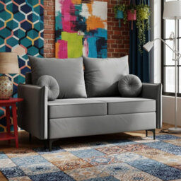 Leon Small Mdf Sofa Bed With Dl Fold Out Bonell Springs Metal Legs Storage Living Room 145X94X101Cm Light Grey - thumbnail 1