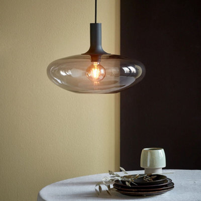 Nordlux Alton Glass Pendant Light Hand Blown Black,mains - image 1