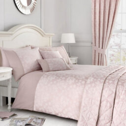 Dreams & Drapes Blossom Premium Woven Jacquard Pink Floral Blossom Duvet Cover Set