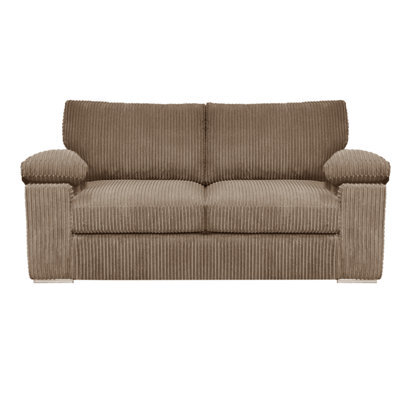 Furnishings For Less UK Delta Large Fabric 2 Seater Sofa  Padded Arms Jumbo Cord Coffee