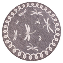 Grey Outdoor Rug, Animal Bordered Stain-Resistant Rug For Patio Decks Garden Balcony, Modern Outdoor Area Rug-120Cm (Circle) - thumbnail 5