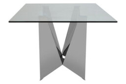 Orsina Dining Table With  Tempered Glass Top, Lounge Table With Chrome Base, Garden Table For Patio, Kitchen Table - thumbnail 4