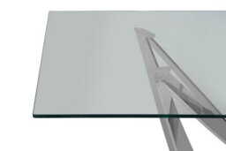 Orsina Dining Table With  Tempered Glass Top, Lounge Table With Chrome Base, Garden Table For Patio, Kitchen Table - thumbnail 5