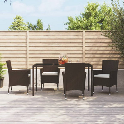 Garden Chairs With Cushions 4 Pcs Brown Poly Rattan - image 1