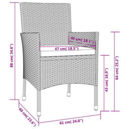 Garden Chairs With Cushions 4 Pcs Brown Poly Rattan - thumbnail 8
