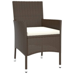 Garden Chairs With Cushions 4 Pcs Brown Poly Rattan - thumbnail 3