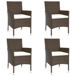 Garden Chairs With Cushions 4 Pcs Brown Poly Rattan - thumbnail 2