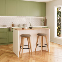 Kitchen Island With Storage, 127 Freestanding Unit With Open Shelving And Wine Rack, Modern Dining Island (Oak&white, Monet) - thumbnail 2