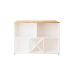 Kitchen Island With Storage, 127 Freestanding Unit With Open Shelving And Wine Rack, Modern Dining Island (Oak&white, Monet) - thumbnail 5