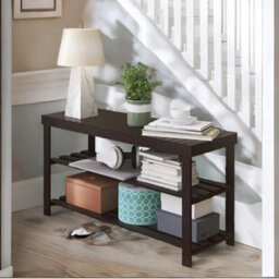 BMBO Wooden 3 Tier Shoe Storage Bench For Hallway Dark Brown - thumbnail 3