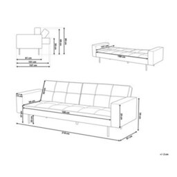 Beliani Sofa Bed 3 Seater Visnes Velvet Golden Brown - thumbnail 3