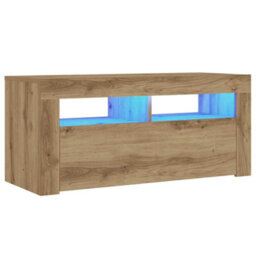 Berkfield Tv Cabinet With Led Lights Artisan Oak 90X35X40 Cm Engineered Wood - thumbnail 3