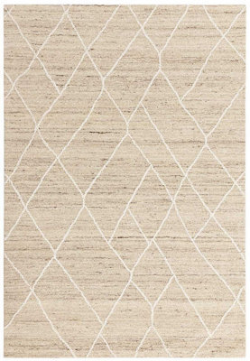Natural Geometric Handmade Luxurious Modern Wool Rug For Bedroom & Living Room-120Cm X 170Cm