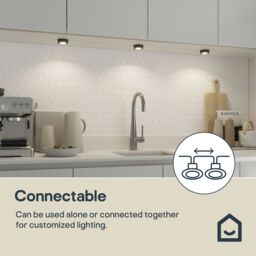 GoodHome Ledyard Black Mains-Powered Led Neutral White Cabinet Downlight Ip20 (L)64mm (W)64mm, Pack Of 3 - thumbnail 6