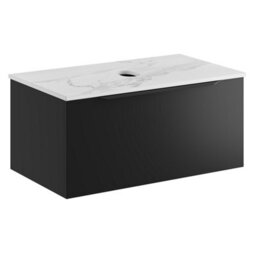 Affine 800mm Countertop Bathroom Vanity Unit Basin Wall Hung Furniture Soft Close Black - thumbnail 5
