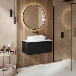 Affine 800mm Countertop Bathroom Vanity Unit Basin Wall Hung Furniture Soft Close Black - thumbnail 3