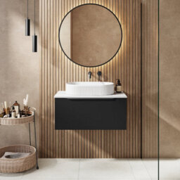 Affine 800mm Countertop Bathroom Vanity Unit Basin Wall Hung Furniture Soft Close Black - thumbnail 2