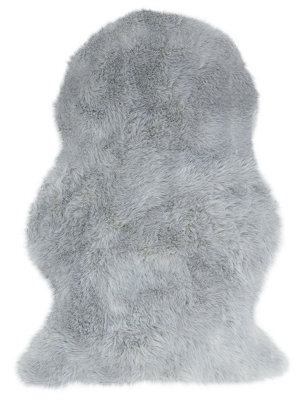 Silver Sheepskin Plain Shaggy Easy To Clean Rug For Living Room And Bedroom-70Cm X 200Cm (Double) - image 1