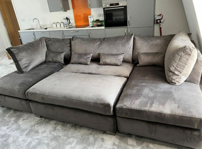 Home & Love Cinema Sofa Luxury Carnaby U Shape Couch Footstool