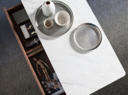 Angel Cerda Porcelain Marble And Walnut Rectangular Coffee Table - thumbnail 4