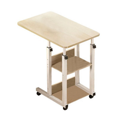 Natural Rolling Wooden Laptop Desk Adjustable Sofa Bed Side Table - image 1