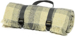 Tweedmill Keith Check 100% Wool Waterproof Picnic Rug Duck Egg & Charcoal