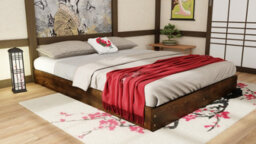 Nodax Small Double Bed Frame, F9, Solid Pine Wood, Easy Assembly, Sturdy Slats & Extra Support Legs, 4Ft, Walnut Finish - thumbnail 2