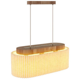 Luminosa Lighting Luminosa Jannie Bar Pendant Ceiling Light Wood Brown, Linen Shade, 3X E27 - thumbnail 5