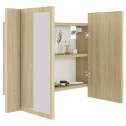 Berkfield Led Bathroom Mirror Cabinet Sonoma Oak 60X12X45 Cm - thumbnail 7