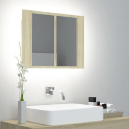 Berkfield Led Bathroom Mirror Cabinet Sonoma Oak 60X12X45 Cm - thumbnail 1
