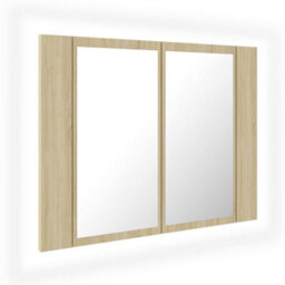 Berkfield Led Bathroom Mirror Cabinet Sonoma Oak 60X12X45 Cm - thumbnail 2