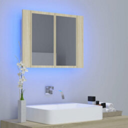 Berkfield Led Bathroom Mirror Cabinet Sonoma Oak 60X12X45 Cm - thumbnail 3