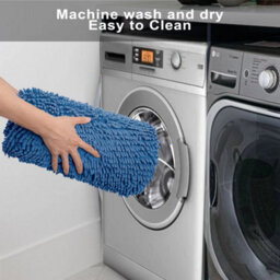 Blue 67X110Cm Non-Slip Absorbent Bath Shower Mat Rug Super Soft Chenille Machine Washable Mats - thumbnail 4