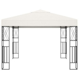Berkfield Gazebo With Led String Lights 3X3 M Cream Fabric - thumbnail 4