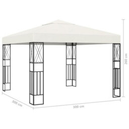 Berkfield Gazebo With Led String Lights 3X3 M Cream Fabric - thumbnail 9