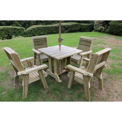 Churnet Valley Garden Furniture Ltd Ergo 4 Seater Set - Sits 4, Dining Set - L220 X W245 X H105 Cm - Min. Assembly Required - Set Of Waterproof Cushions Included - image 1
