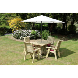 Churnet Valley Garden Furniture Ltd Ergo 4 Seater Set - Sits 4, Dining Set - L220 X W245 X H105 Cm - Min. Assembly Required - Set Of Waterproof Cushions Included - thumbnail 2