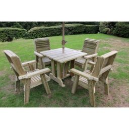Churnet Valley Garden Furniture Ltd Ergo 4 Seater Set - Sits 4, Dining Set - L220 X W245 X H105 Cm - Min. Assembly Required - Set Of Waterproof Cushions Included