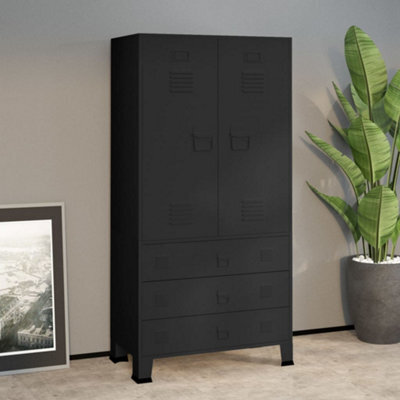 Walplus Industrial Wardrobe Black 90X50X180 Cm Metal - image 1