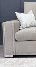 Eleanor Studded Velvet Large Cushion Sofa Grey Silver Black - Steel Plush - Corner - thumbnail 8