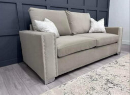 Eleanor Studded Velvet Large Cushion Sofa Grey Silver Black - Steel Plush - Corner - thumbnail 5