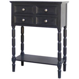Wyld Haus San Antonio Vintage Black Wooden 4-Drawer Console Table With Open Bottom Shelf - thumbnail 2