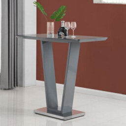 Furniture in Fashion Ilko Grey High Gloss Bar Table With 4 Ripple White Stools - thumbnail 2