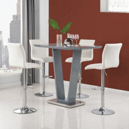 Furniture in Fashion Ilko Grey High Gloss Bar Table With 4 Ripple White Stools - thumbnail 1