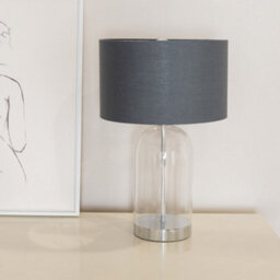 Valuelights Jessy Glass With Silver Trim Table Lamp With Charcoal With Chrome Inner Lamp Shade - thumbnail 3