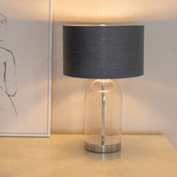 Valuelights Jessy Glass With Silver Trim Table Lamp With Charcoal With Chrome Inner Lamp Shade
