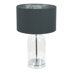 Valuelights Jessy Glass With Silver Trim Table Lamp With Charcoal With Chrome Inner Lamp Shade - thumbnail 2