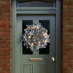 Charles Bentley Indoor Outdoor 60Cm Pre-Lit Red Berry & Pinecone Snowy Wreath - thumbnail 1
