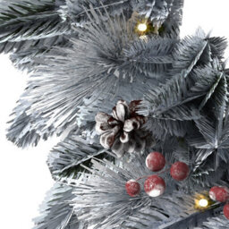 Charles Bentley Indoor Outdoor 60Cm Pre-Lit Red Berry & Pinecone Snowy Wreath - thumbnail 5