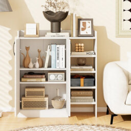 Gainoom White Shoe Cabinet Shoe Storage Organizer W/ 4 Open Shelves - thumbnail 4